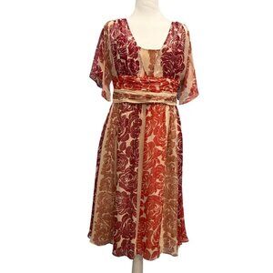 VTG Nine West Silk Floral Dress Flutter Sleeves Flowy Boho Fairy Size 12